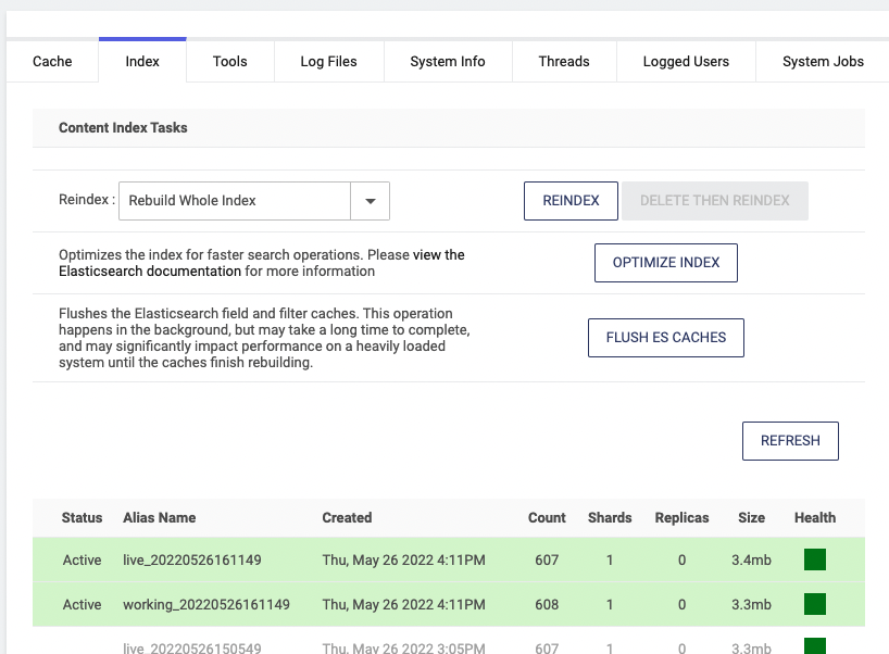 Picture of the Index tab.