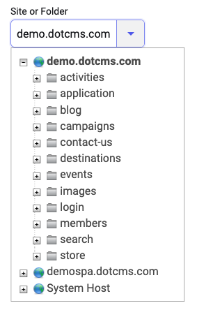 Site or Folder field appearance.