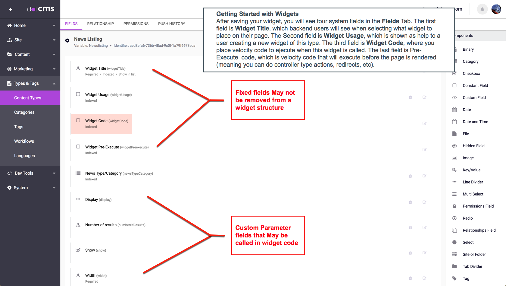 Fixed-Custom Widget Fields